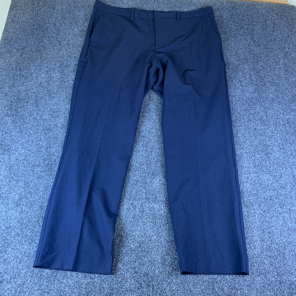 Calvin Klein Dress Pants Mens 38x29.5 Navy Good Flat Front High Rise Straight
